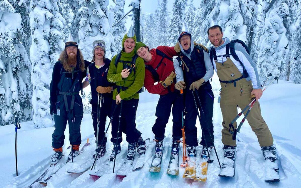 Snowboarders and Skiers for Christ in Whitefish in the back country.