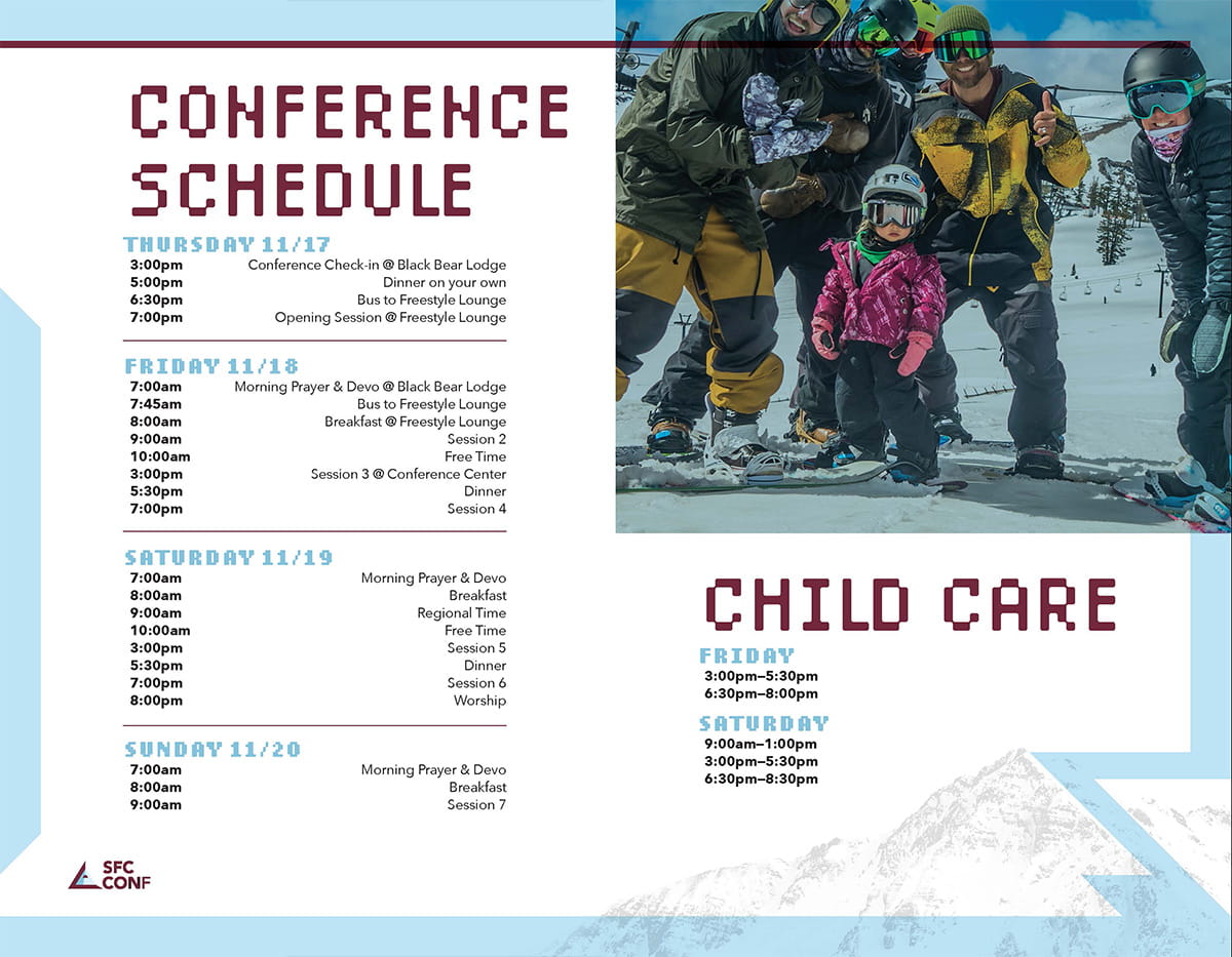 SFC Confernce Schedule and Child Care