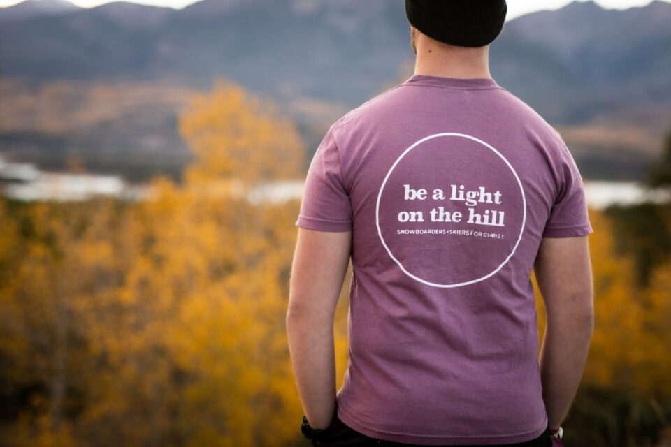 Lantern Tee in Berry from the back