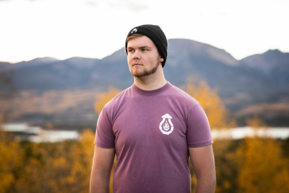 Lantern Tee in Berry from the front