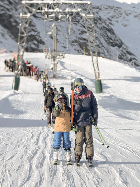 riding the tbar on Kitzsteinhorn